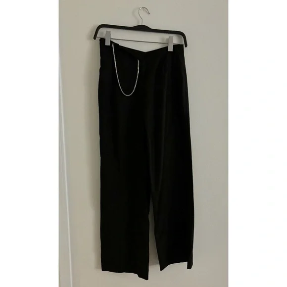 Nana Jacqueline Hallie Black Diamond Chain Wide Leg Black Pants - Picture 3 of 11